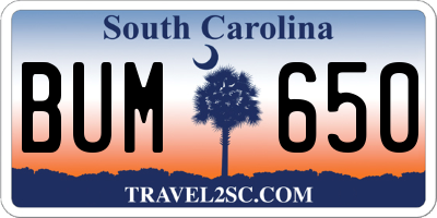 SC license plate BUM650