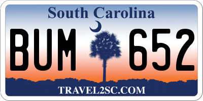 SC license plate BUM652