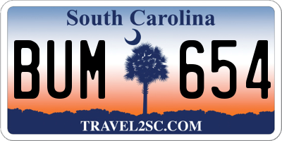 SC license plate BUM654