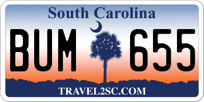SC license plate BUM655