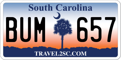 SC license plate BUM657