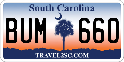 SC license plate BUM660