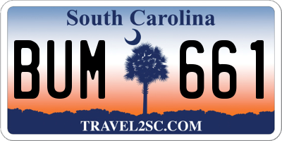 SC license plate BUM661