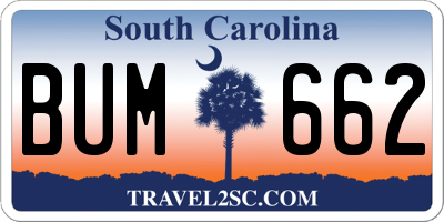 SC license plate BUM662