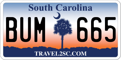SC license plate BUM665