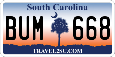 SC license plate BUM668