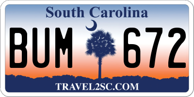 SC license plate BUM672
