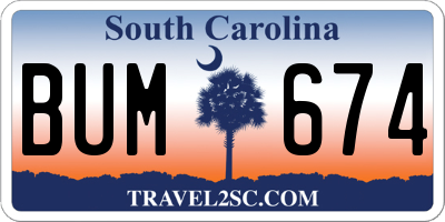 SC license plate BUM674
