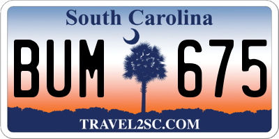 SC license plate BUM675