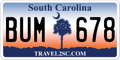 SC license plate BUM678