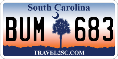 SC license plate BUM683