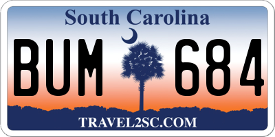 SC license plate BUM684