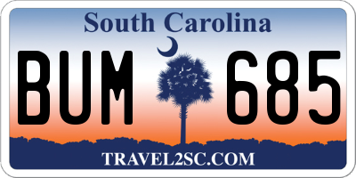 SC license plate BUM685