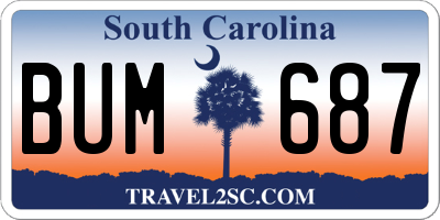 SC license plate BUM687