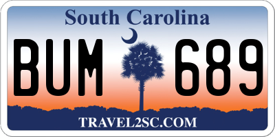 SC license plate BUM689