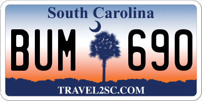 SC license plate BUM690