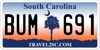 SC license plate BUM691