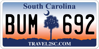 SC license plate BUM692