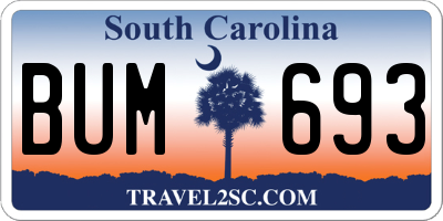 SC license plate BUM693