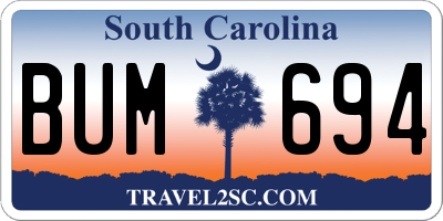 SC license plate BUM694