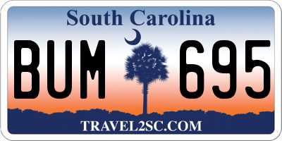 SC license plate BUM695