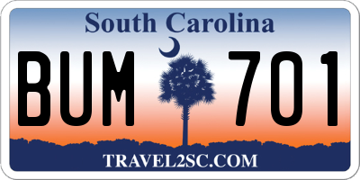 SC license plate BUM701