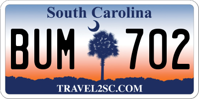SC license plate BUM702