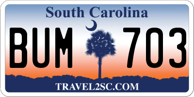 SC license plate BUM703