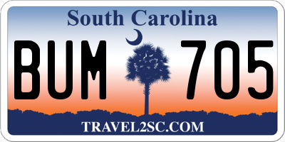 SC license plate BUM705