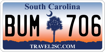 SC license plate BUM706