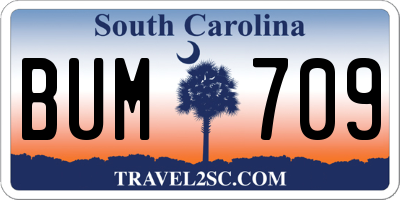SC license plate BUM709