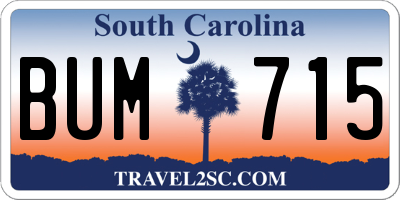 SC license plate BUM715