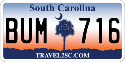 SC license plate BUM716