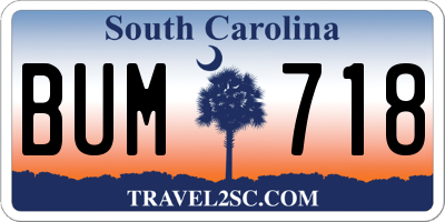 SC license plate BUM718