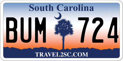 SC license plate BUM724