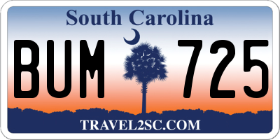 SC license plate BUM725