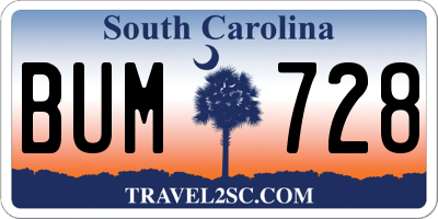 SC license plate BUM728