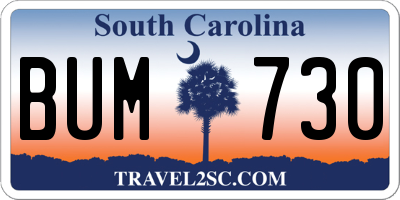 SC license plate BUM730