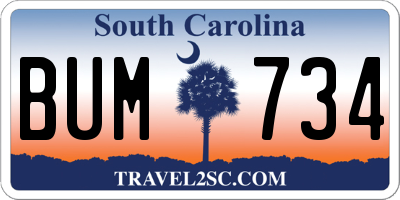 SC license plate BUM734