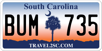 SC license plate BUM735