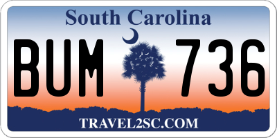 SC license plate BUM736