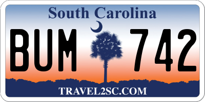 SC license plate BUM742