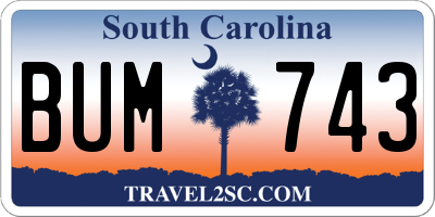 SC license plate BUM743
