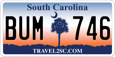 SC license plate BUM746
