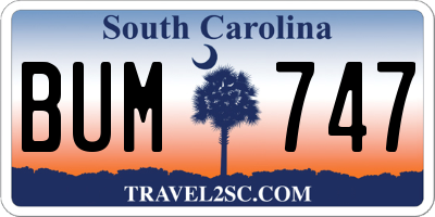SC license plate BUM747