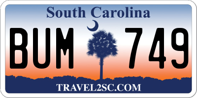 SC license plate BUM749
