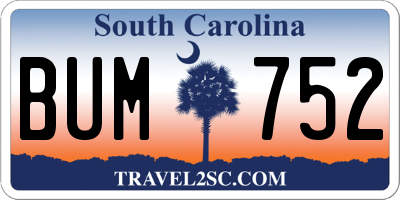 SC license plate BUM752