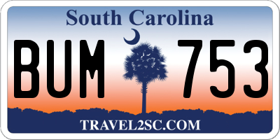 SC license plate BUM753