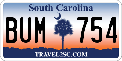 SC license plate BUM754