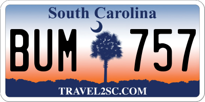 SC license plate BUM757
